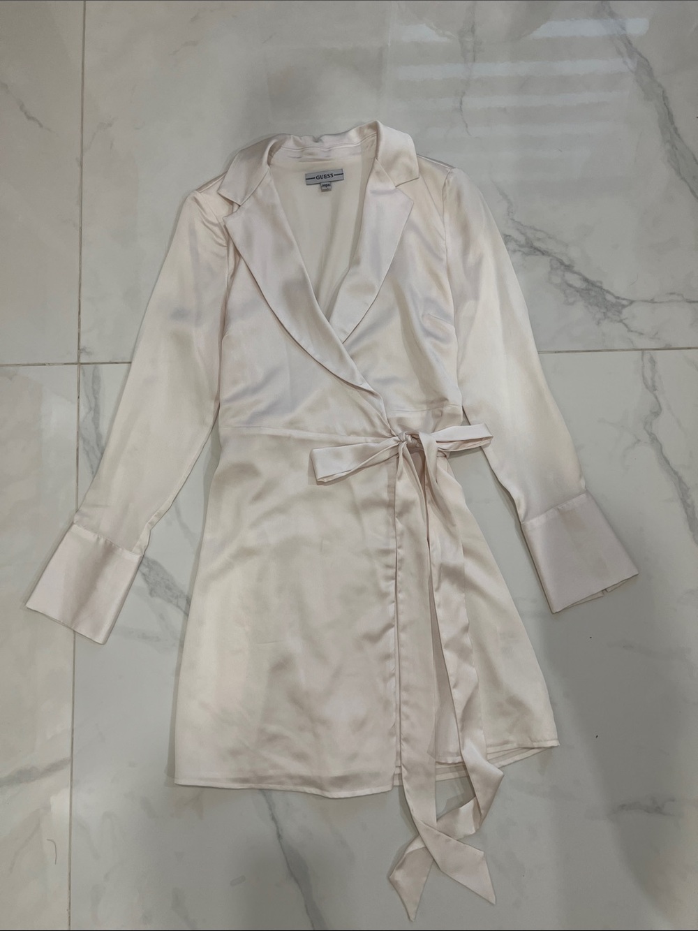 Women's Satin Wrap White Dress